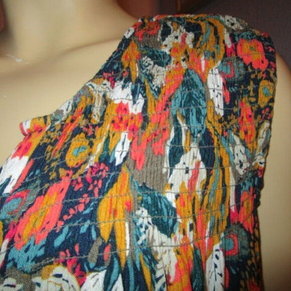 Vtg Caffe Marrakesh Tunic Top Size 2X Smocked Button Sleeveless Flowy Artsy Boho - Picture 3 of 11
